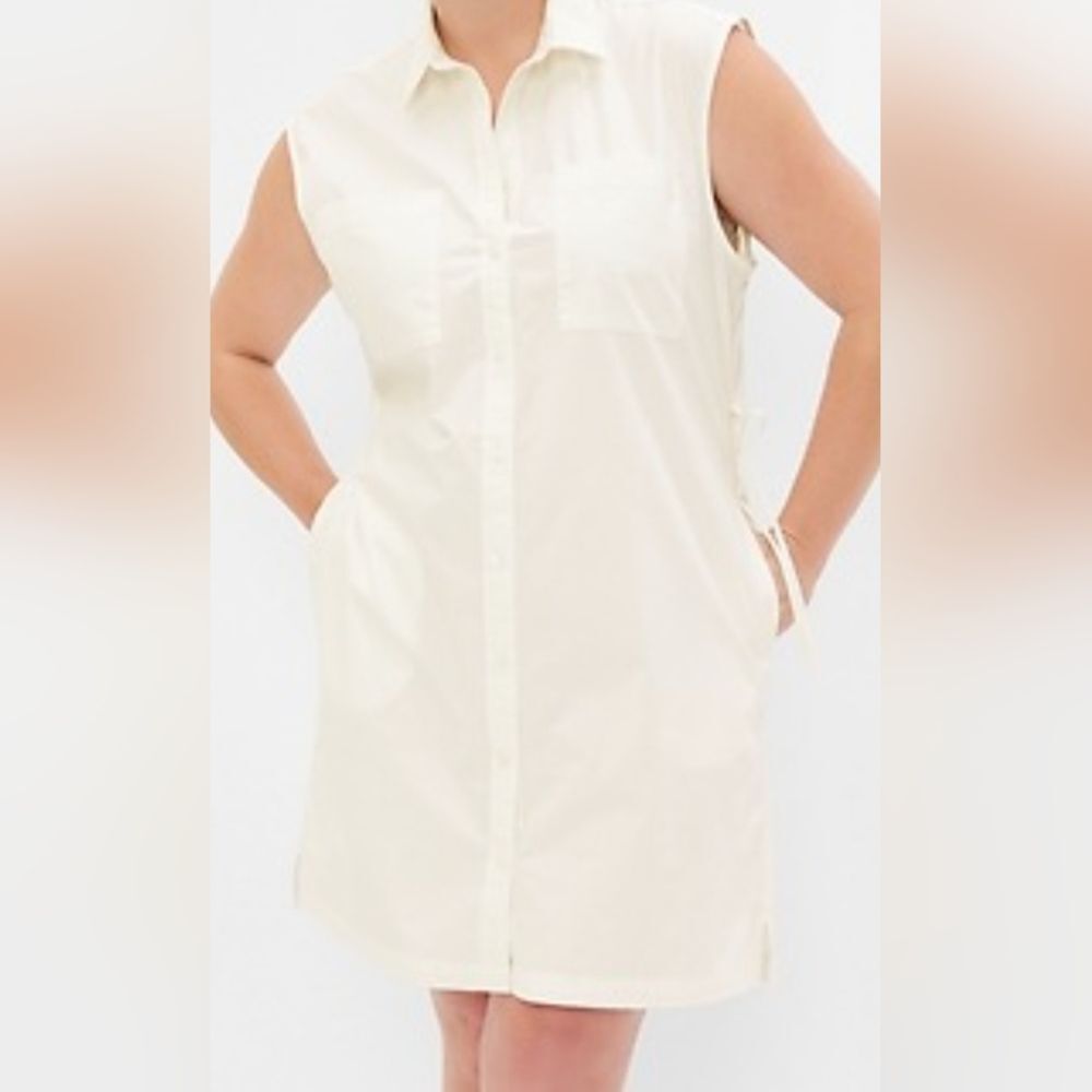 GAP White Open Back 100% Cotton Shirt Dress XL Cottagecore Minimalist Cotton